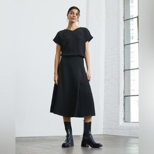 Everlane The City Stripe Midi Skirt Black Size 8 NWOT